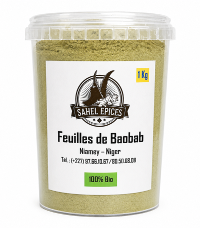 Feuilles de baobab moulues du Niger en poudre naturelle pour sauces traditionnelles africaines