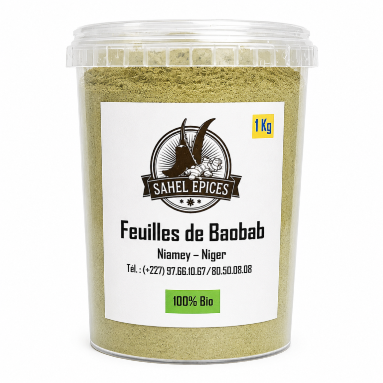 Feuilles de baobab moulues du Niger en poudre naturelle pour sauces traditionnelles africaines